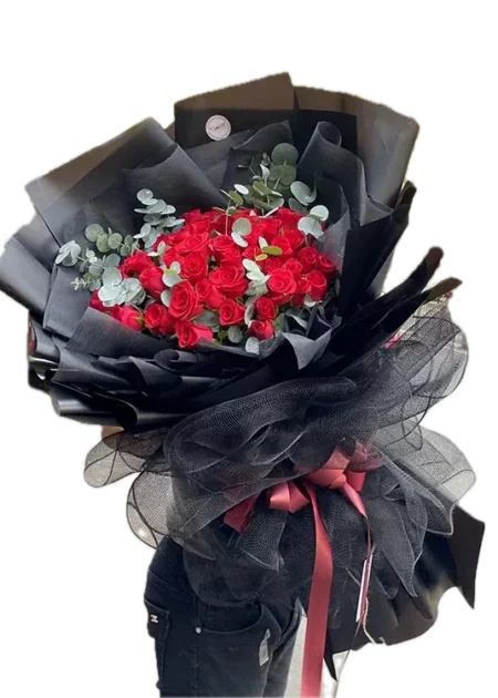 Bó hoa hồng đỏ "ngày hạnh phúc"
