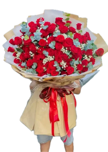 bó hoa hồng đỏ một đời anh yêu em