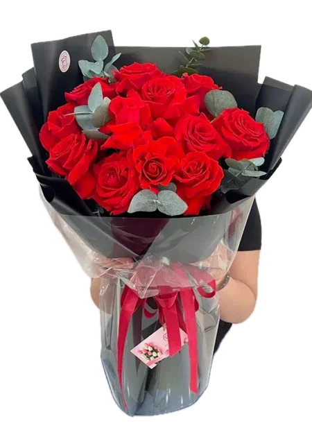 bó hoa hồng đỏ tình nồng cháy