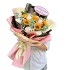 bó hoa xinh hoa hồng kem và hoa hướng dương