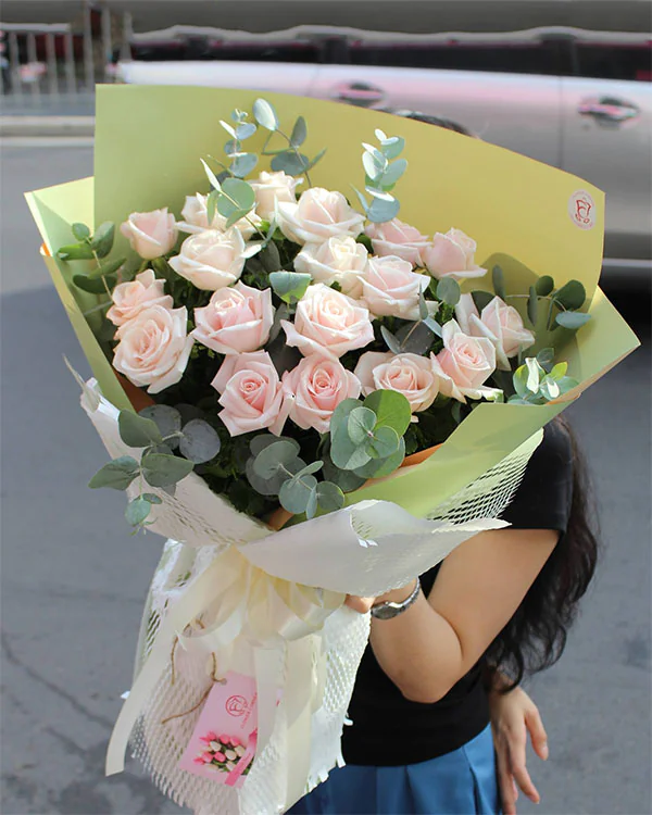 Bó Hoa Hồng Kem giá rẻ - vlt03 1 bó hoa hồng kem giá rẻ