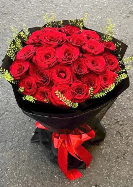 bó hoa hông tươi nồng nàn như ánh mắt