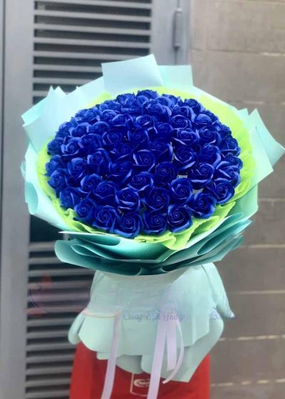 bó hoa hồng sáp tròn xanh