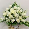 giỏ hoa viếng tang lễ bông hông trắng