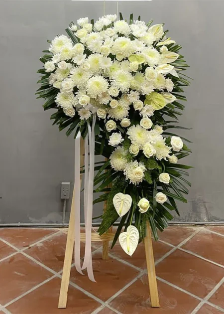 kệ hoa chia buồn hoa cúc trắng