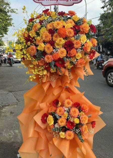 lẵng hoa chúc mừng thành công rực rỡ