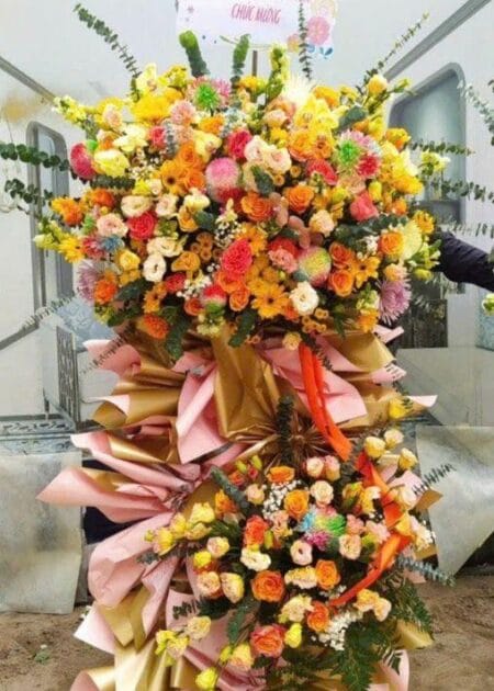 lẵng hoa chúc mừng khai trương hồng phát 6