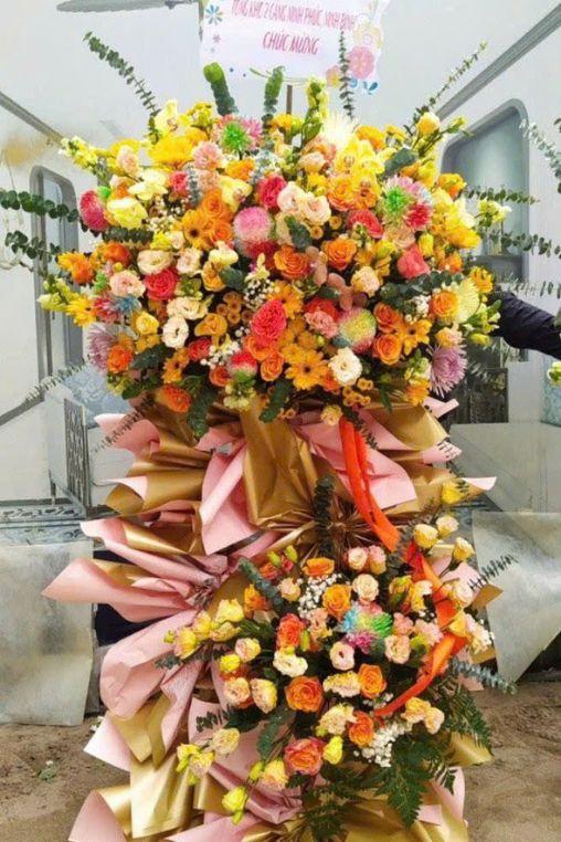 Lẵng Hoa Chúc Mừng Khai Trương Hồng Phát 6 -DVKT076 1 lẵng hoa chúc mừng khai trương hồng phát 6