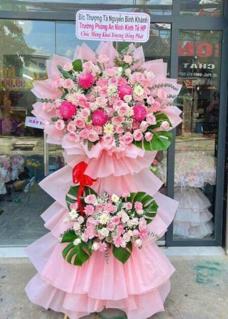lẵng hoa chúc mừng khai trương mở cửa là phát