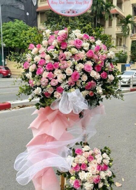 lẵng hoa chúc mừng khai trương hồng phát 10