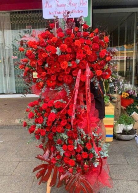 lẵng hoa chúc mừng khai trương hồng phát 9