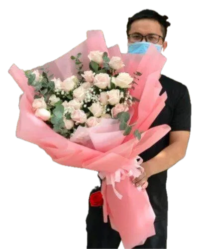 bó hoa hồng sương mai