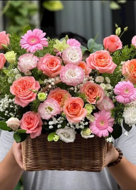 giỏ hoa hồng đẹp giá rẻ