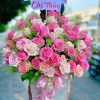 Giỏ hoa hồng pastel tặng sinh nhật-DVGH041 3 Giỏ hoa hồng pastel tặng sinh nhật