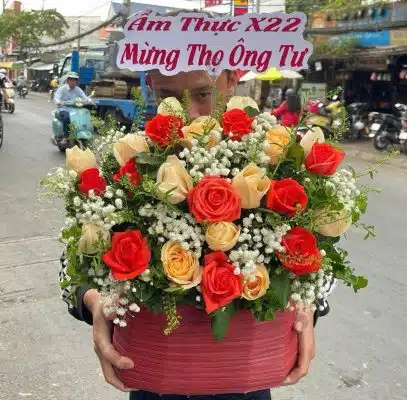giỏ hoa hồng đẹp giá cực rẻ