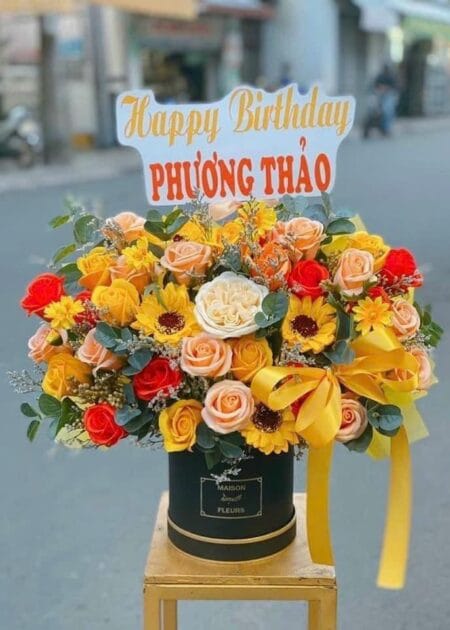 giỏ hoa hồng mừng sinh nhật cực đẹp