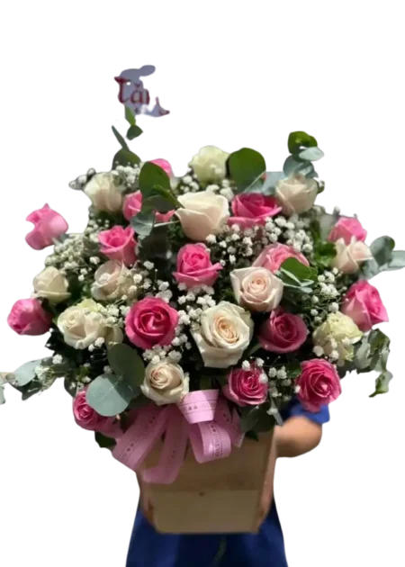 giỏ hoa tươi mix màu cực đẹp