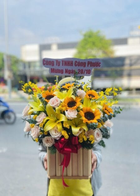 giỏ hoa tươi mix màu cực đẹp