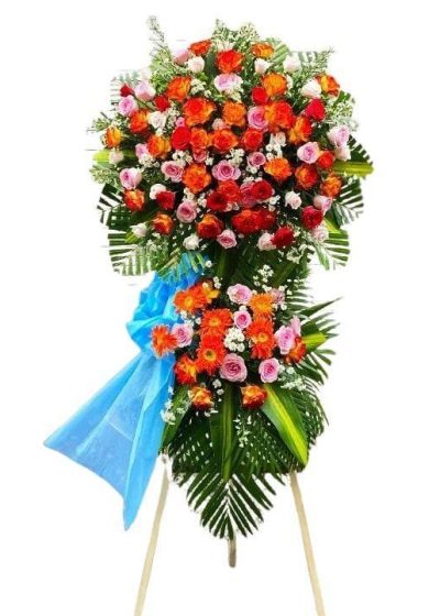 lẵng hoa chúc mừng sắc hoa hồng phát
