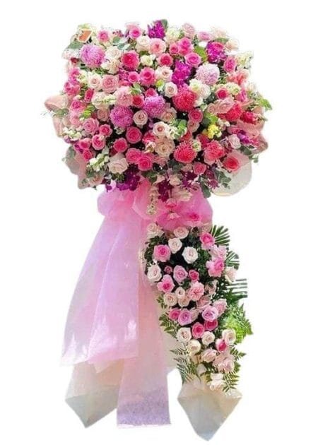 lẵng hoa chúc mừng hồng phát trường tồn