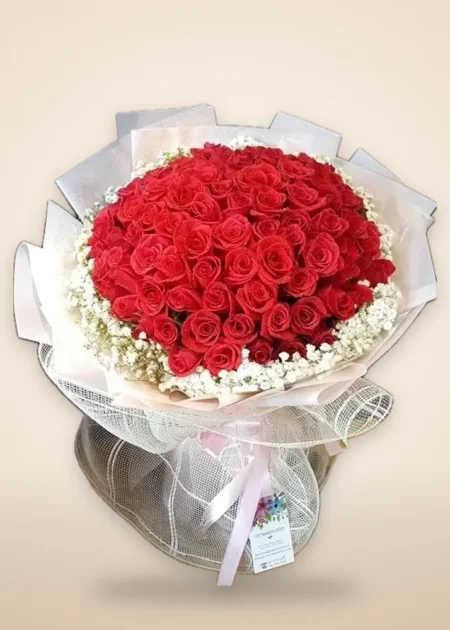 Bó 101 Bông Hồng Đỏ – Tình Yêu Trọn Vẹn (VLT012)