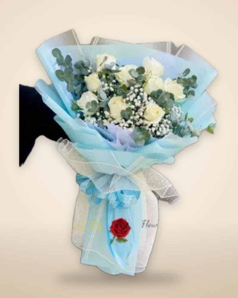 Bó Hoa Hồng Kem Giá Rẻ - Hb41038 1 Bó Hoa Hồng Kem Giá Rẻ - Hb41038
