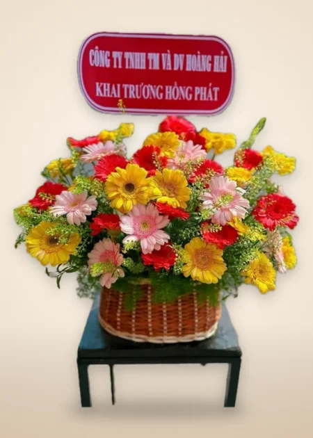 Giỏ Hoa Đồng Tiền Đẹp Giá Rẻ-DVGH036