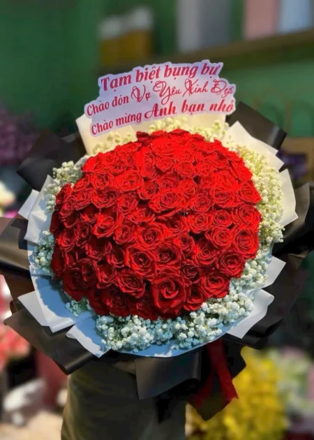 Bó Hoa Hồng Đỏ Tròn Đầy