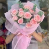 Bó Hoa 10 Bông Hồng Phấn Ngày Bình Yên -Hb1071 3 bó hoa 10 bông hồng phấn