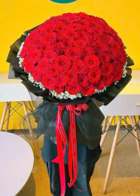bó hoa 100 bông hồng đỏ