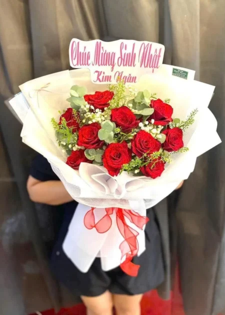 bó hoa 9 bông hồng đỏ