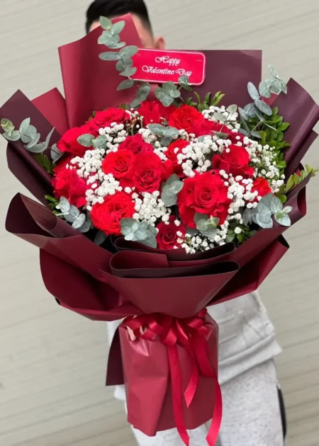 : Bó Hoa Hồng Đỏ Giấy Đỏ Đô Valentine – Hoa Tặng Người Yêu Sang Trọng