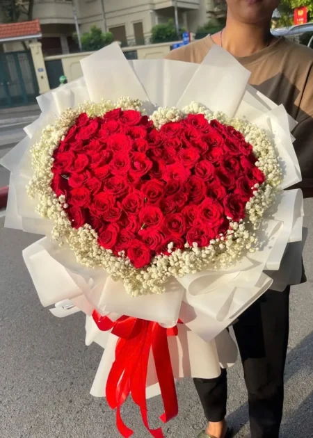 Bó Hoa Hồng Đỏ Hình Trái Tim Một Đời Bên Nhau