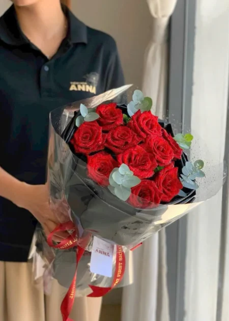 Bó Hoa Hồng Đỏ Nhũ Lấp Lánh – Hoa Tặng Người Yêu