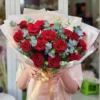 Bó Hoa Hồng Đỏ Thắm Lá Bạc