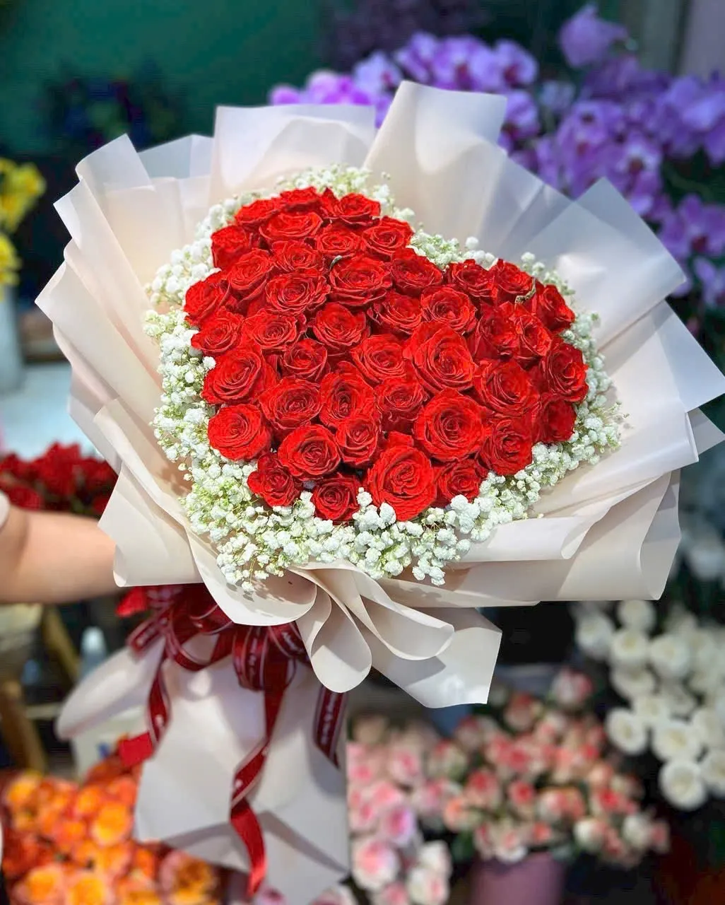 Bó Hoa Hồng Đỏ Trái Tim – Hb1007 1 Bó Hoa Hồng Đỏ Trái Tim