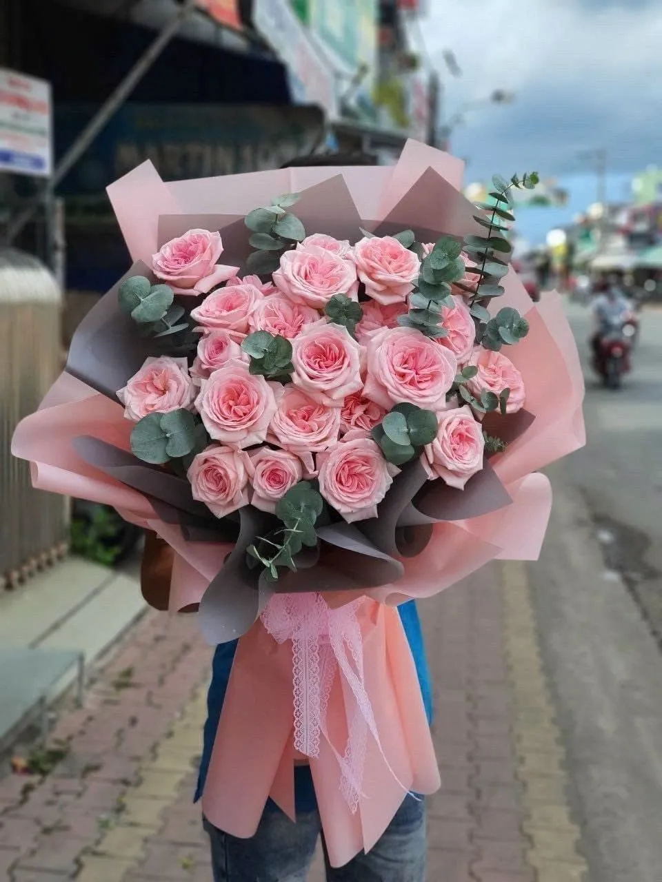 Bó Hoa Hồng Ohara Khổ Lớn Vương Miện Hồng - Hb1084 1 bó hoa hồng ohara khổ lớn