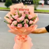 Bó Hoa Hồng Phấn Giấy Hồng San Hô – Hb1022 3 Bó Hoa Hồng Phấn Giấy Hồng San Hô
