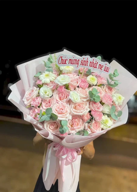 Bó Hoa Hồng Phấn Tặng Mẹ – Dịu Dàng Thương Mẹ