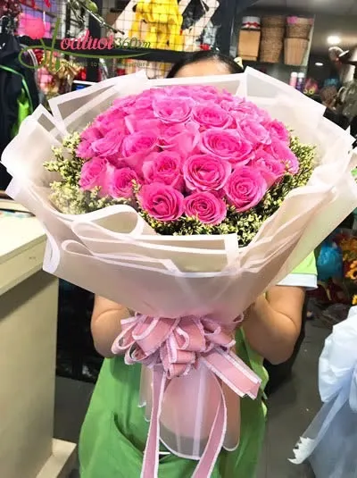bó hoa hồng sen