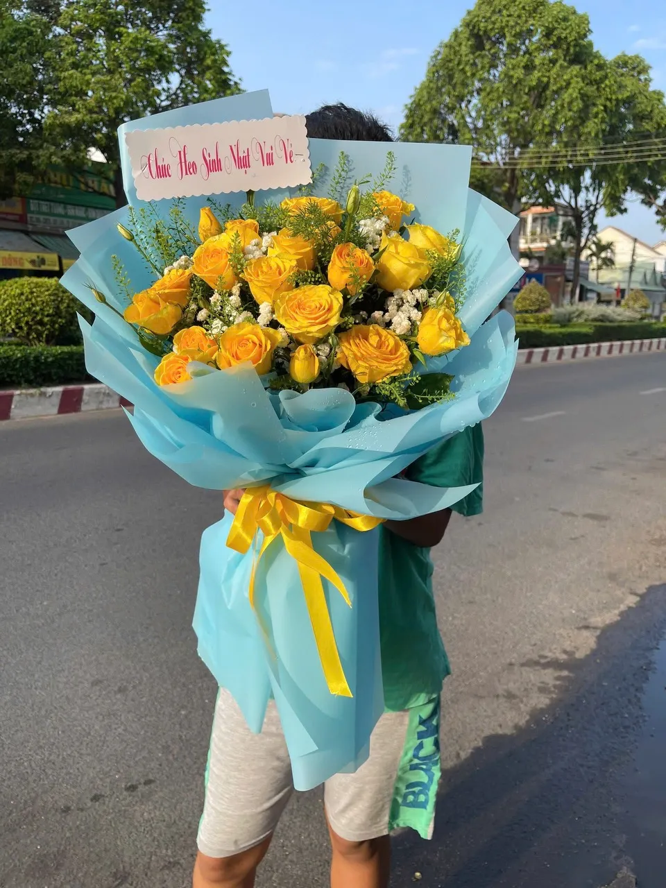 Bó Hoa Hồng Vàng Bình Minh Vàng - Hb1076 1 bó hoa hồng vàng