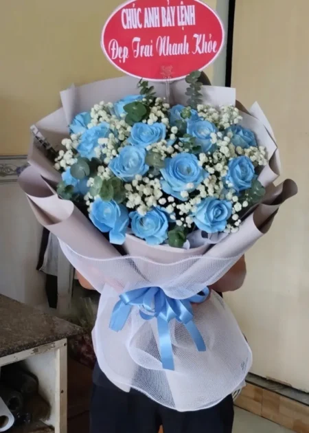 bó hoa hồng xanh