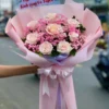 bó hoa tặng cô giáo hồng kem baby hồng