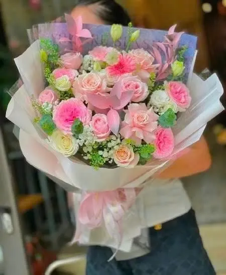 bó hoa tông hồng