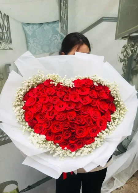 Bó Hoa Trái Tim Hoa Hồng Đỏ Lớn Yêu Mãi Không Phai