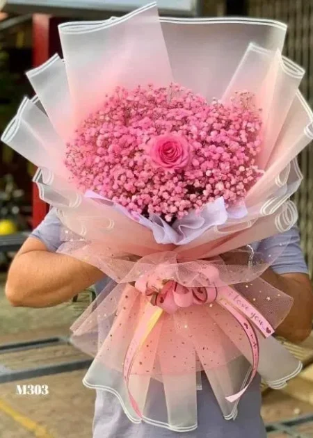 hoa baby hồng điểm hoa hồng