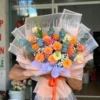 hoa hồng cam phối lá bạc