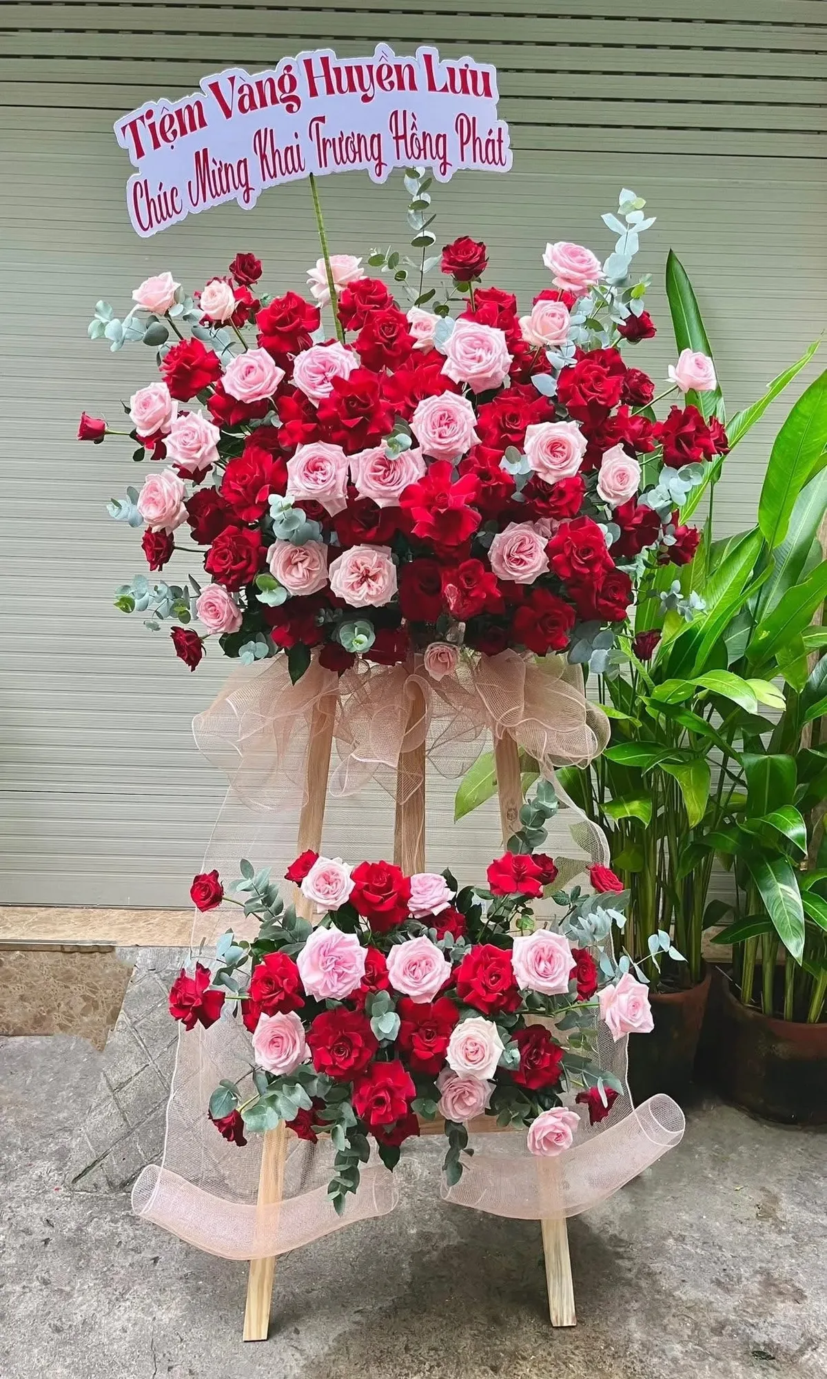 Kệ Hoa Hồng Đỏ Hồng Phấn – Song Hồng Phúc Đáo – DVKT280 6 kệ hoa hồng đỏ hồng phấn Song Hồng Phúc Đáo
