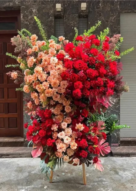 kệ hoa khai trương cỡ lớn Hồng Hỏa Vượng Khí
