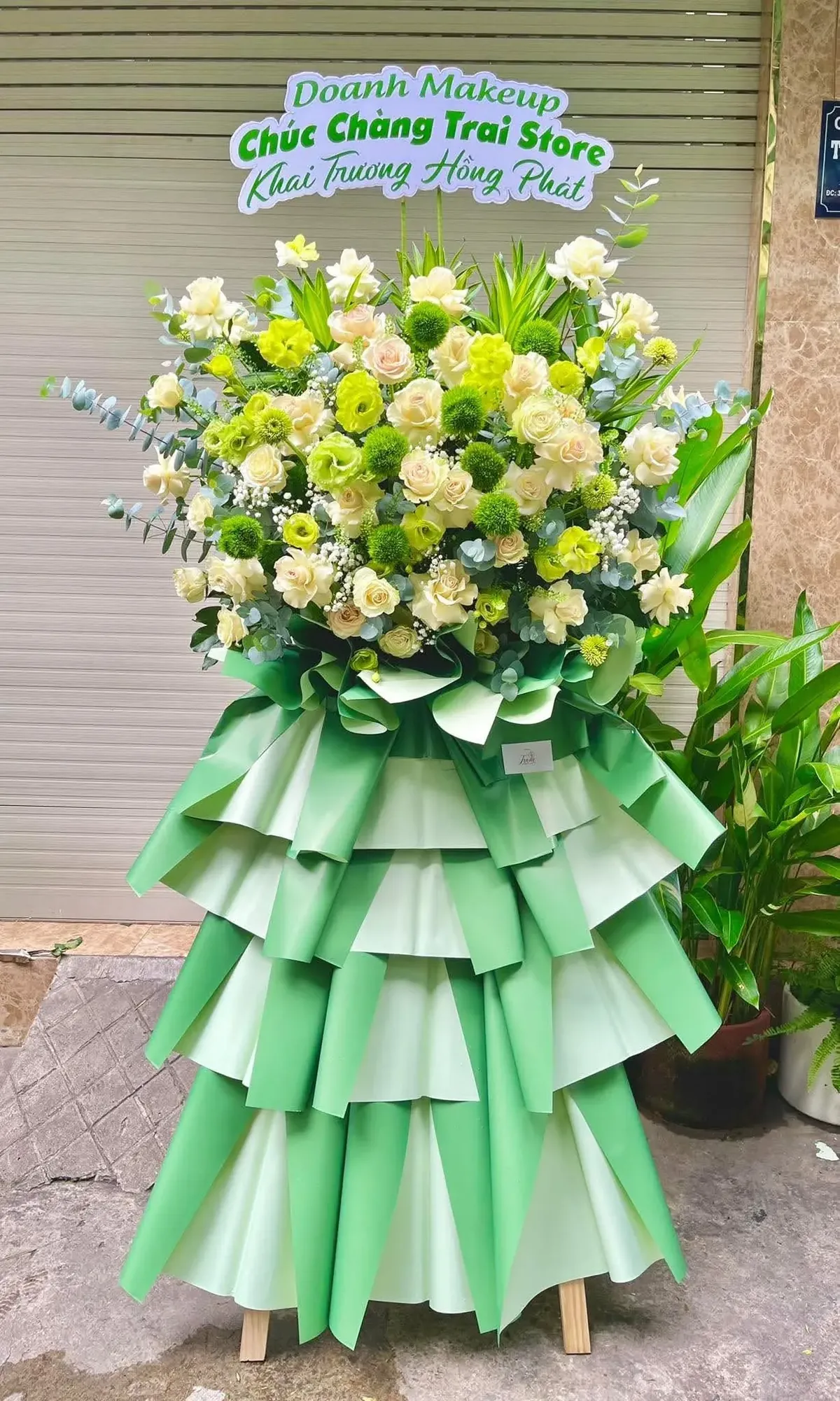 Kệ Hoa Khai Trương Xanh Cốm – Lộc Biếc Thênh Thang – DVKT238 6 kệ hoa khai trương xanh cốm Lộc Biếc Thênh Thang